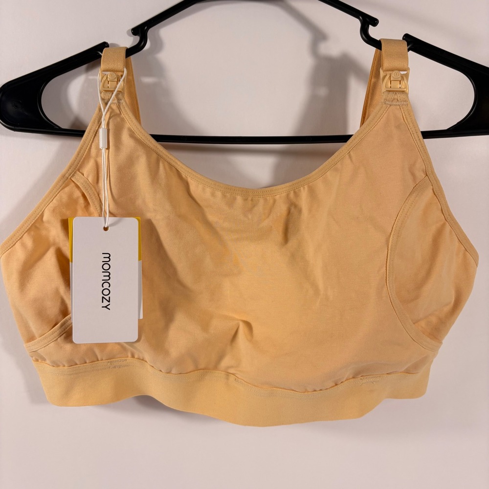 Momcozy Nursing Pumping Bra Wireless Maternity Breastfeeding Peach Size L NWT